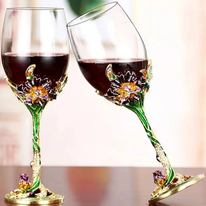 Luxury Wine Set - Colorful Enamel Wine Glasses & Decanter