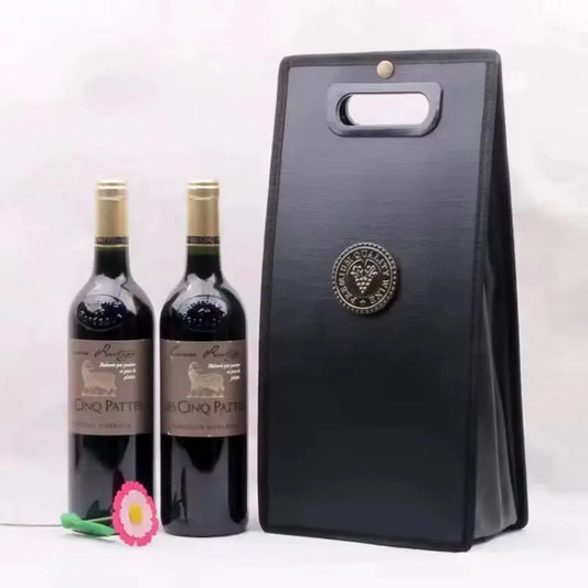 Double PU Leather Red Wine Bag Red Wine Folding Bag