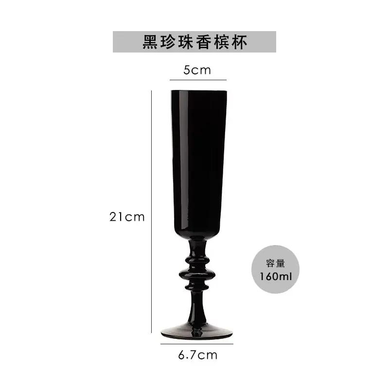 Premium Black Porcelain Crystal Wine & Champagne Glasses