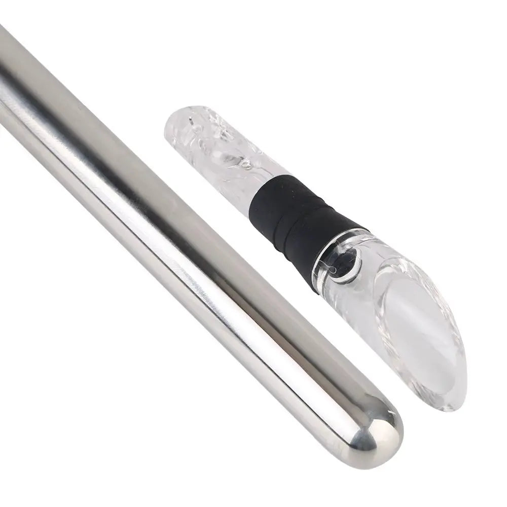 4-in-1 Stainless Steel Wine Chiller Stick with Pourer, Stopper, and Cutter