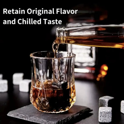 Elegant Whiskey Stones Glasses Set in Wooden Gift Box