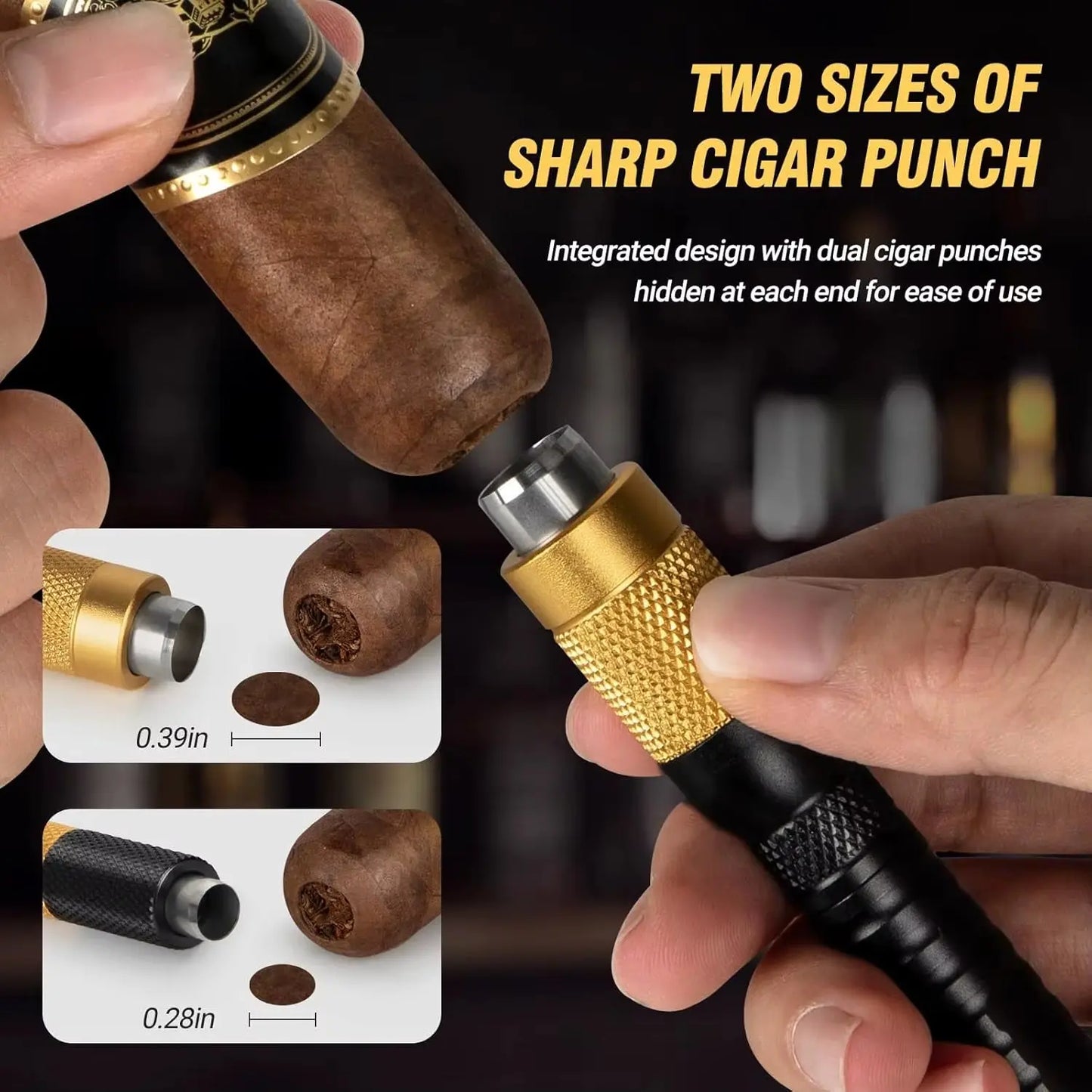 Ultimate 4-in-1 Cigar Draw Enhancer Kit: Cigar Punch, Twin Nubber & Stainless Steel Double End Punch