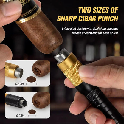 Ultimate 4-in-1 Cigar Draw Enhancer Kit: Cigar Punch, Twin Nubber & Stainless Steel Double End Punch