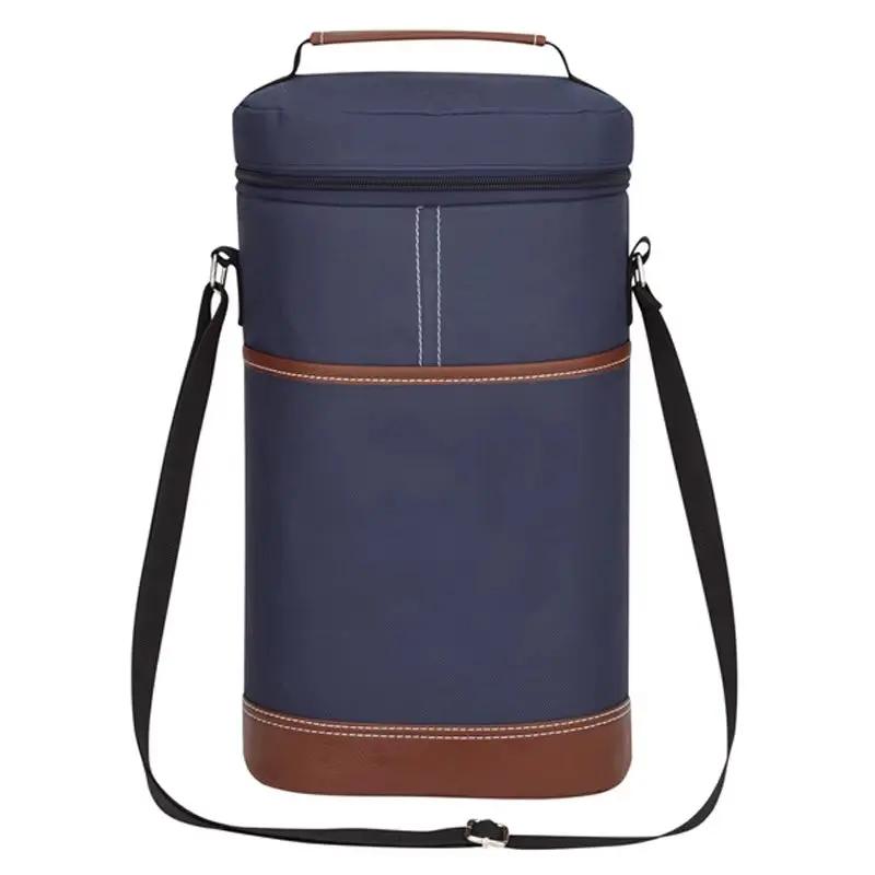 Insulated Wine Bottle Cooler Bag - Holds 2 Bottles & Wine Glass