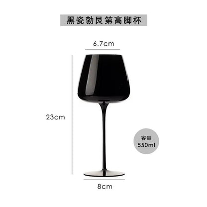 Premium Black Porcelain Crystal Wine & Champagne Glasses
