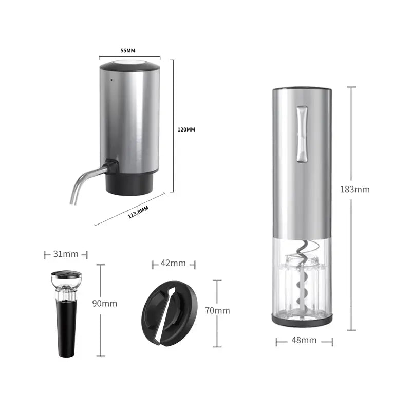 2025 Ultimate 4-in-1 Electric Wine Opener Set - Rechargeable, Includes Aerator, Foil Cutter & Stopper