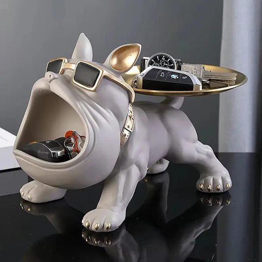 30cm Bulldog Figurine Storage Box - Resin Dog Statue Home Decor Art Sculpture