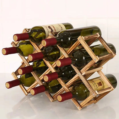 Pine Wood Wine Rack - Stylish 6/10-Bottle Holder