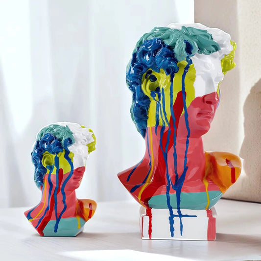 Modern Abstract David Head Resin Bust Sculpture