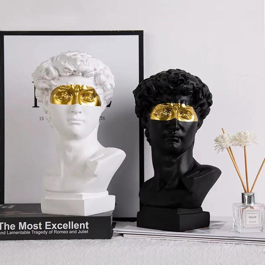 Modern Abstract David Head Resin Bust Sculpture