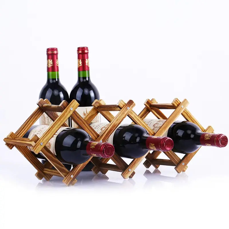 Pine Wood Wine Rack - Stylish 6/10-Bottle Holder